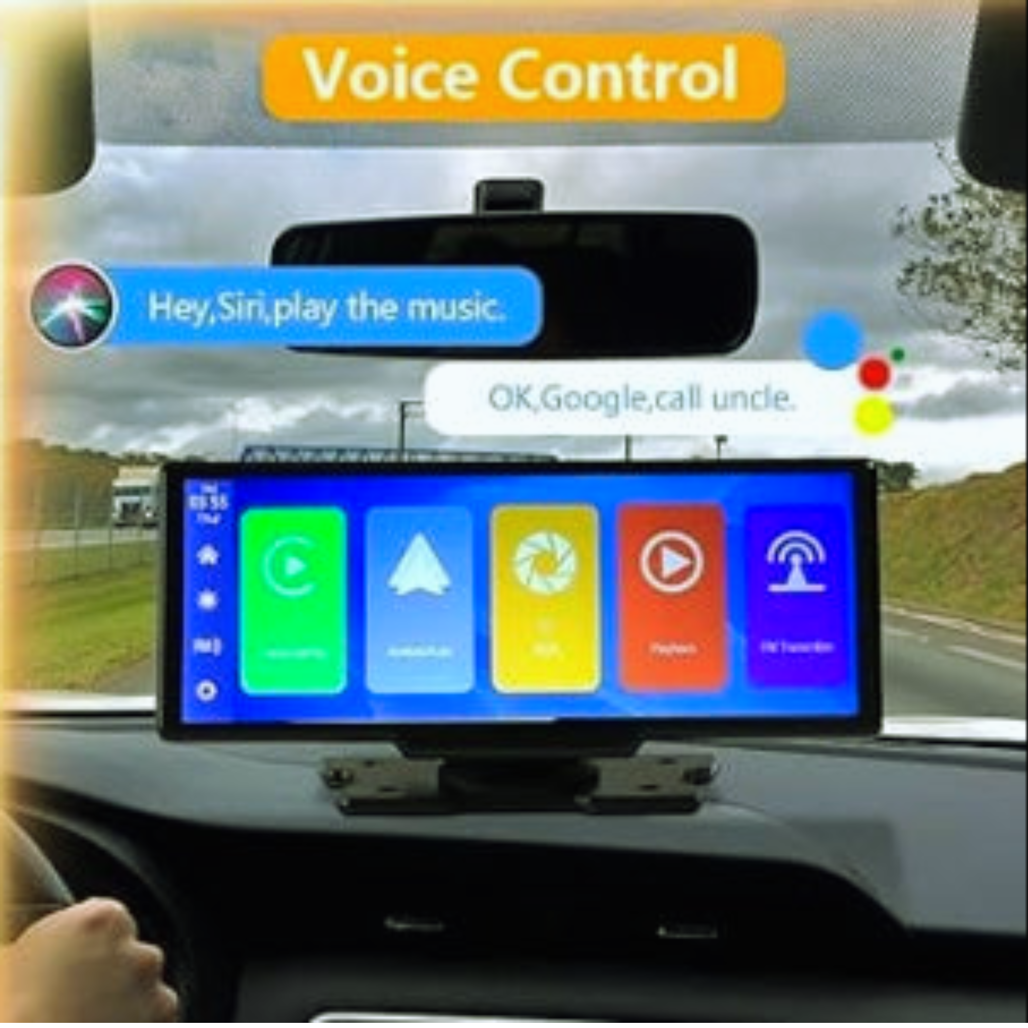 DriveView™ 9.3" Wireless CarPlay & Android Auto Screen – 2.5K DVR, GPS, Bluetooth & FM Radio