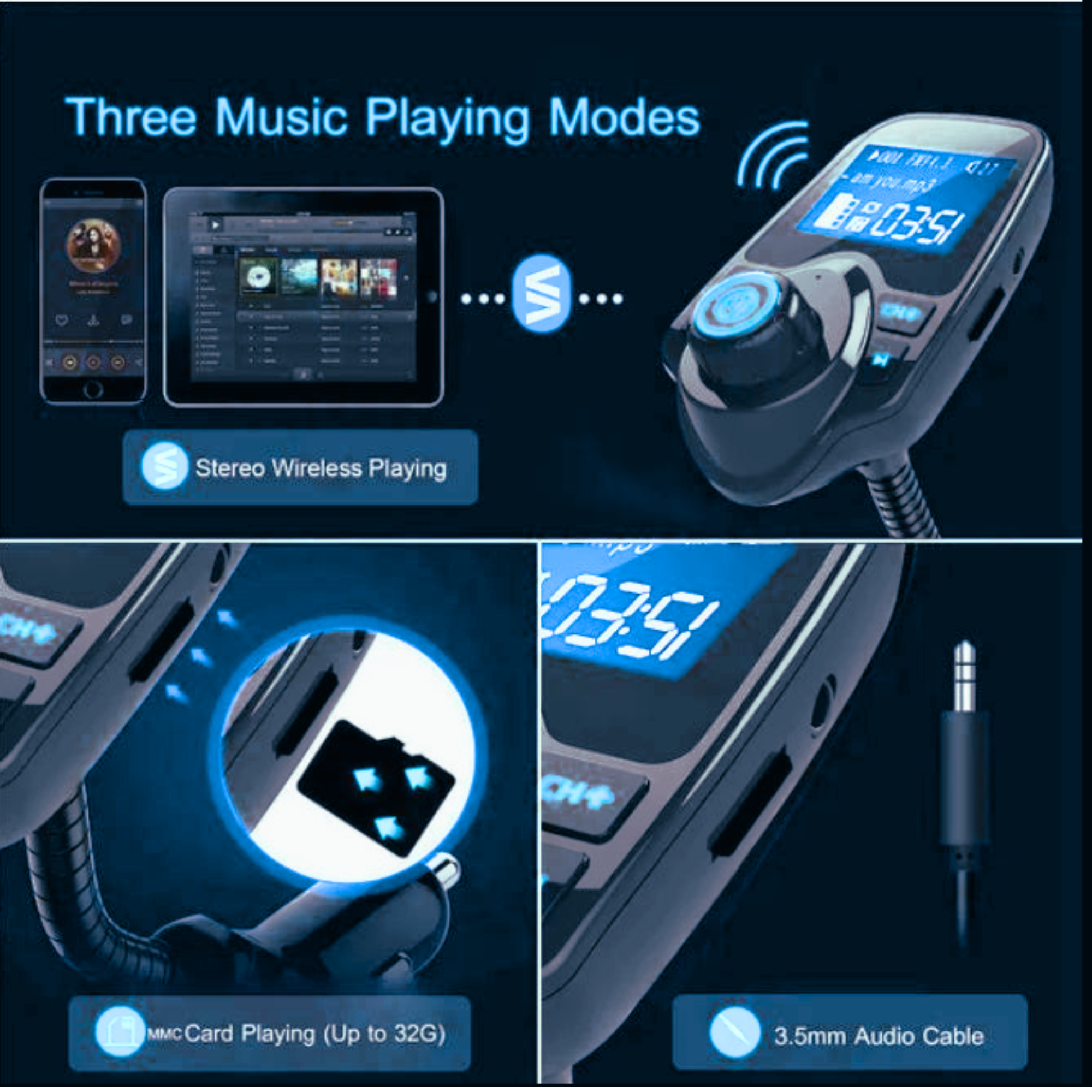 AutoTune™ Wireless FM Transmitter – Bluetooth Car Charger with Hands-Free Calling