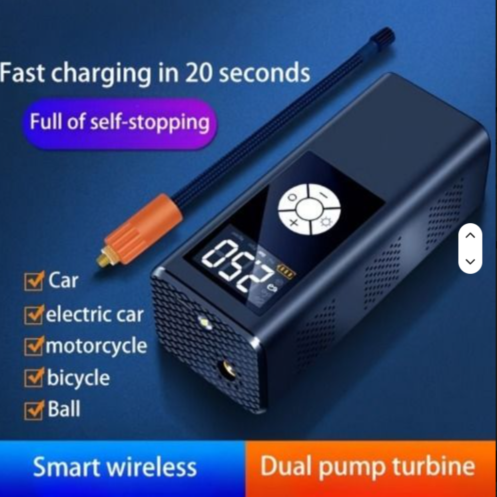 AirMax™ Portable Wireless Tire Inflator – Smart Auto-Stop, Digital Display & LED Light